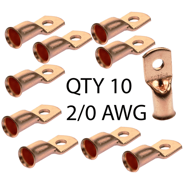 4 AWG Ring 1/2" Ring Terminal Lug Tin Plated Copper Uninsulated Made in USA 10